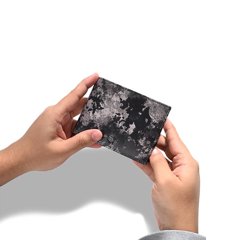 Image of HALDEN CAMO Digital Pattern, Men's Top Grain Leather Wallet, RFID Blocking, Bifold Wallet with 8 Slots for Men (Black)