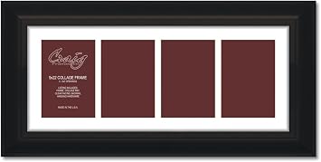 Craig Frames 21834700BK 9 by 22-Inch Black Picture Frame, Single White Collage Mat with 4-5 by 7-Inch Openings