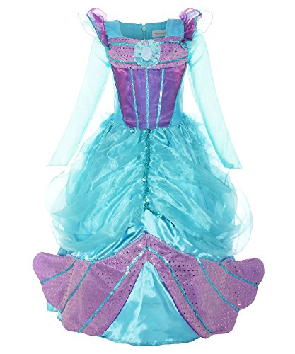 ReliBeauty Little Girls Princess Dress Up Mermaid Costume, Sea Blue & Purple, 7