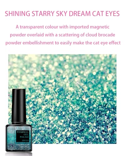 Colour Changing Gel Nail Polish, Gel Nail Polish with Thermal Temperature Color Changing Diamond Glitter Reflective Nail Polish Long Lasting Glossy for DIY Nail Art Manicure at Home Salon (24#) - Image 7