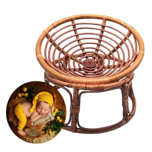 KCNN ニューボーンフォト 新生児小道具 赤ちゃんの写真 月齢フォト 幼児 椅子 撮影用 バスケットフォトバスケット 赤ちゃんカゴ バスケット 撮影小物 寝相アート 出産祝い 手編みかご (A)