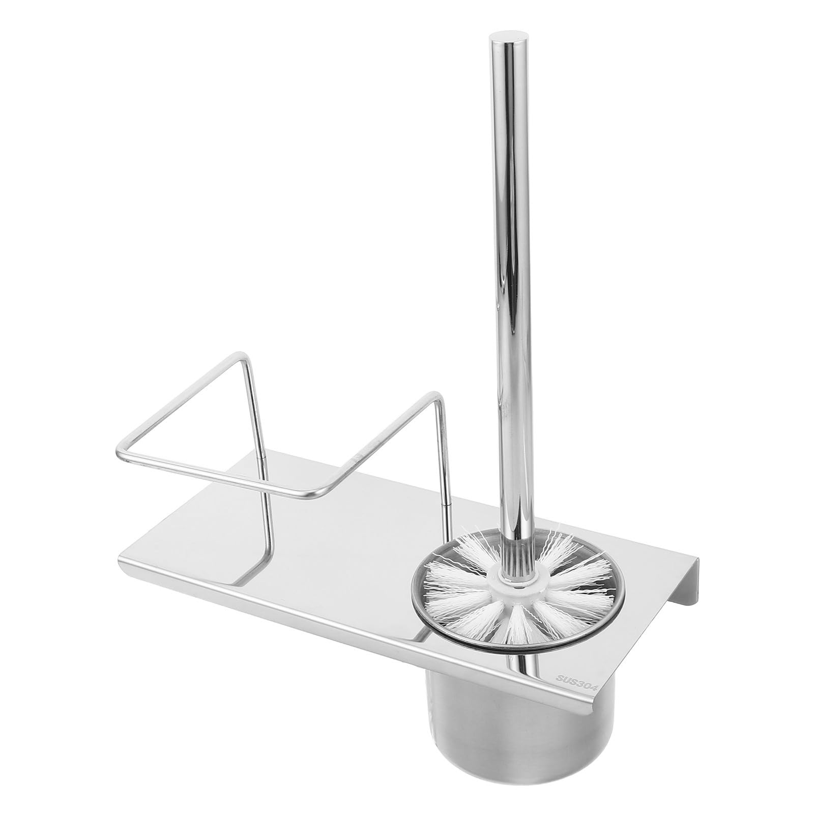 Brosse à toilettes support mural acier inoxydable argenté gain de place WC