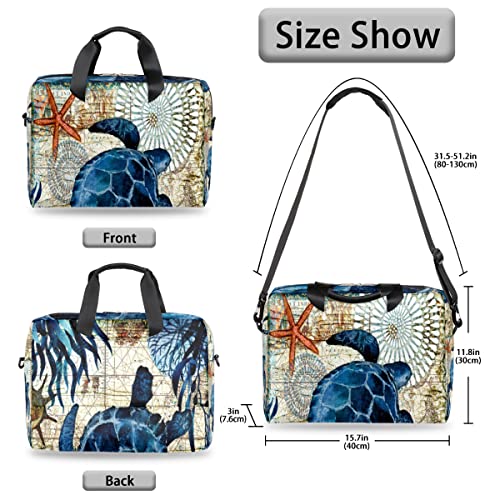 Bolsa de ordenador acolchada contra impactos funda portátil 14 pulgadas diseño tortuga vintage 2