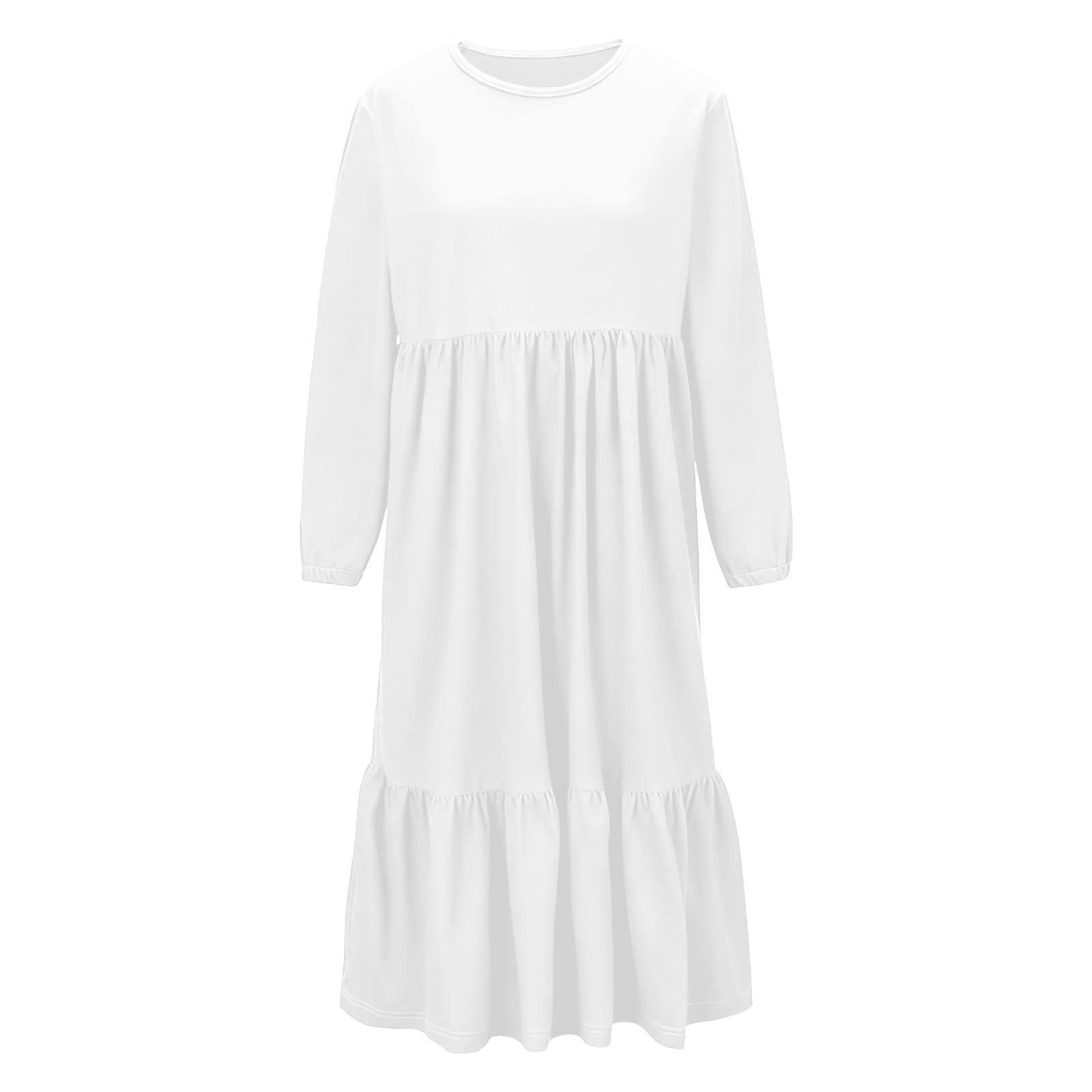 Vestito da ragazza a maniche lunghe casual per vacanze fluide maxi abito a strati con tasche per bambini scollo rotondo morbido comfort spiaggia abiti boho