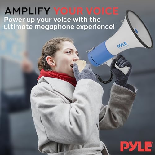 Image of Pyle Megaphone - Portable PA Bullhorn - Built-in Siren, 50W Adjustable Volume Control in 1200 Yard Range, Ideal for Any Outdoor Sports, Cheerleading Fans & Coaches Or Safety Drills
