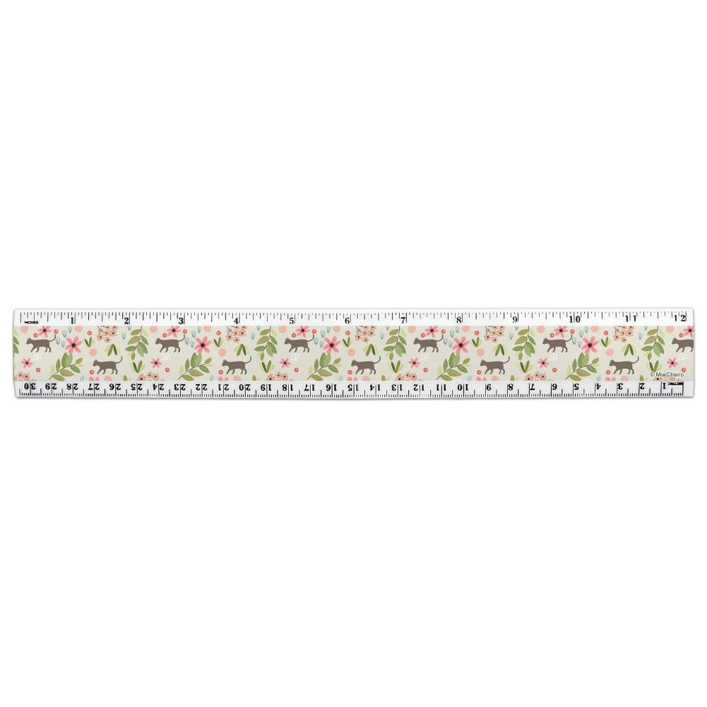 Amazon.com : Cats and Flowers 12 Inch Standard and Metric Plastic Ruler ...