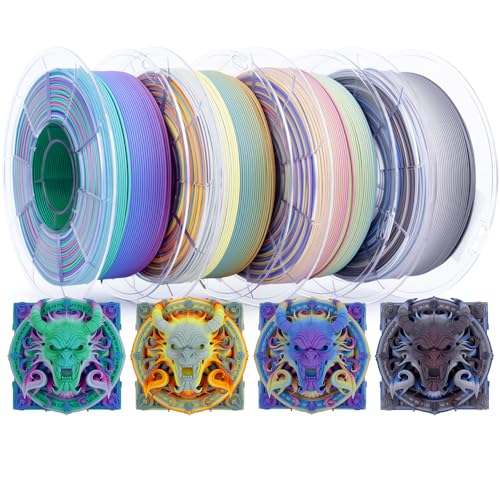 ZIRO Matte Fast Color Change PLA Bundle, 1.75mm Color Gradient Filament 4 Packs, No-Shine Rainbow PLA Filaments, Fit Most 3D Printers and Pen, 2.2lbs X 4 Spool