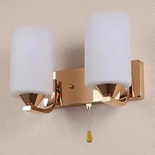 2-Heads Glass Wall Sconce with Pull Chain Switch Wall Lamp Wall Mount Light for Bathroom Vanity Living Room BedroomF