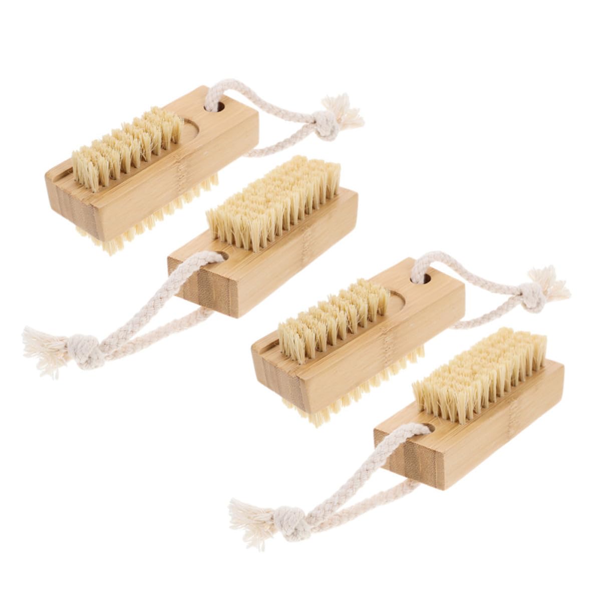 COLLBATH 4 Pcs Nail Brush Set for Fingernails and Toenails with Comfortable Grip, Lightweight and Sisal Hemp Material, for Home and Nail Salon Use