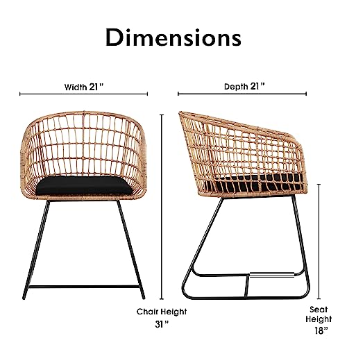 Tommy-Hilfiger-Graham-Rattan-Dining-Chair-Woven-Wicker-Armchair-with-Seat-Cushion-Black-Durable-Metal-Legs-Boho-Modern-Accent-Lounge-Furniture-Natural 515FVjY3VNL