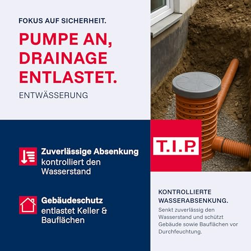 T.I.P. Drainage-Tauchpumpe I-Compac 7500 Kunststoff mit Schwimmerschalter für Schmutzwasser 400W Rot, 30190