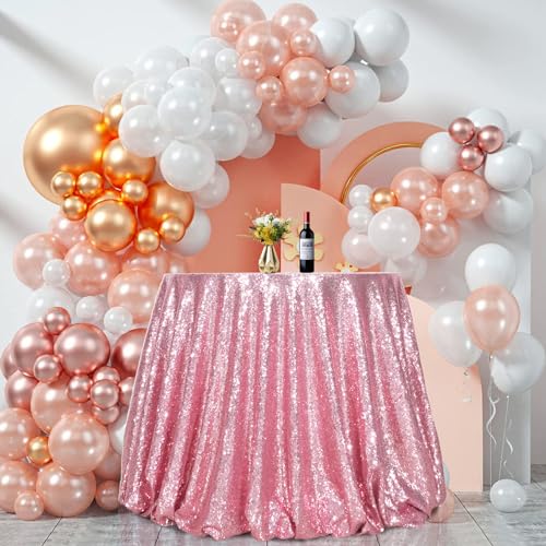 SquarePie Mantel redondo de lentejuelas rosa fucsia de 72 pulgadas, mantel brillante para bodas, fiestas de cumpleaños