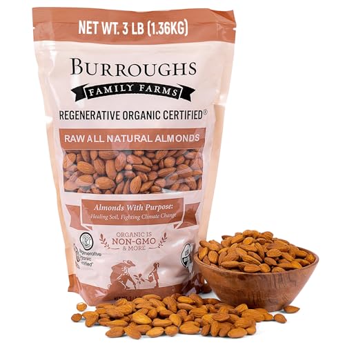 Burroughs Family Farms 3 lb USDA Organic Raw Almonds –