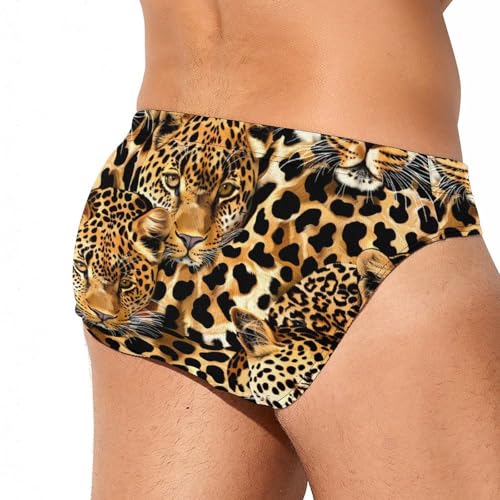 Leopard Skin Pattern Novelty Men's Swimming Brief Swimwear Pants Trunks Beach Shorts Underwear3