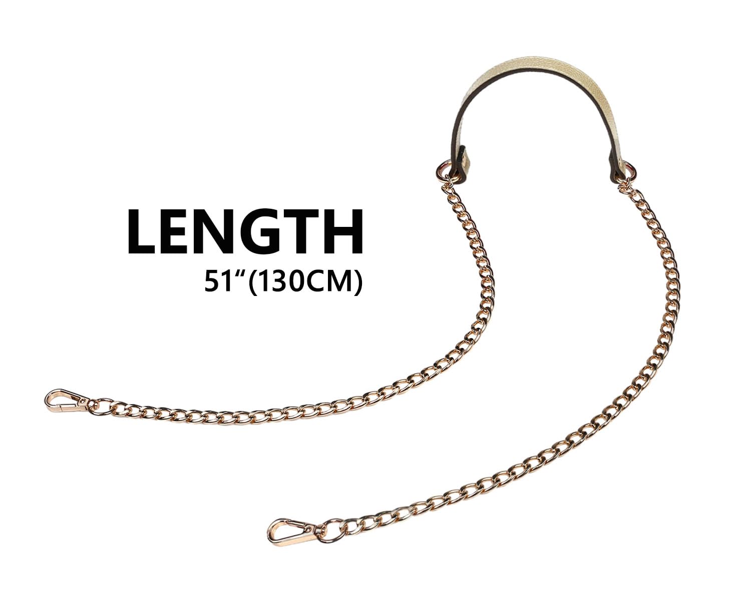 VanEnjoy 47" Genuine Leather Crossbody Strap With 12MM Chain - Replacement Strap For Handbags, Purses (Beige) - View #5