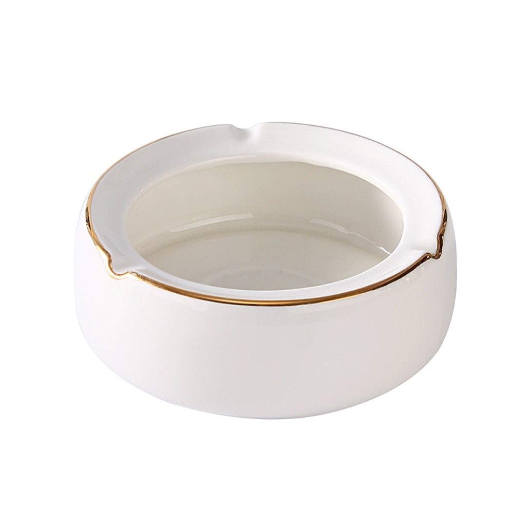 ashtray, Desktop Ashtray Ceramic for Cigarettes, Smoking Ash Tray(White)