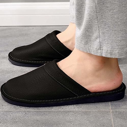 Men's Leather Closed-Toe Slippers Casual Couple Home Indoor Breathable Anti-Slip Sandals3