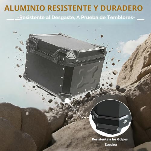 Baúl moto 55L de aluminio universal con respaldo y llave 3