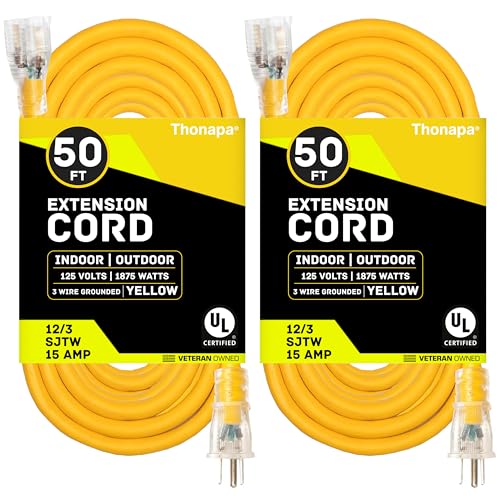 2 Pack 50 ft Lighted Outdoor Extension Cords