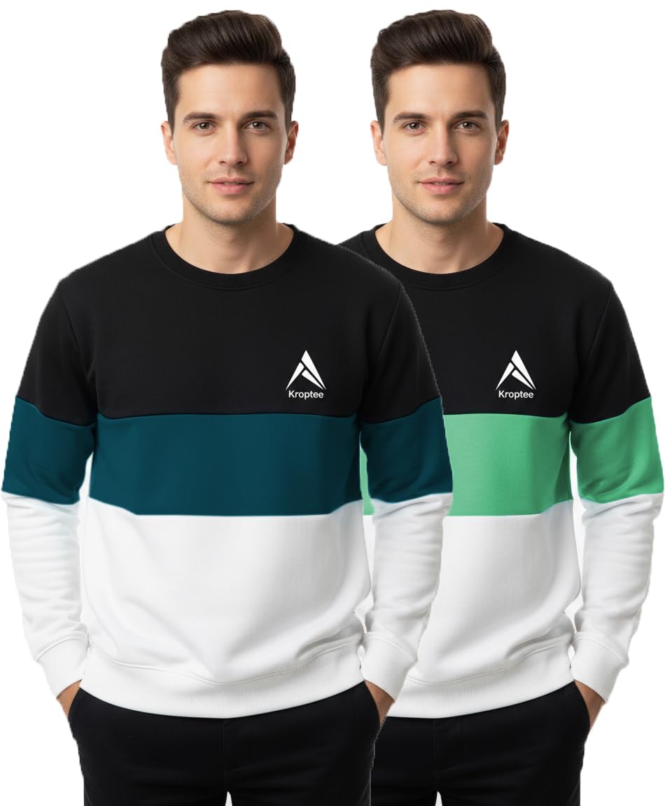 Stylish Men's Color Block Sweatshirt Round Neck Sweatshirt (Pack of 2)-picture-35