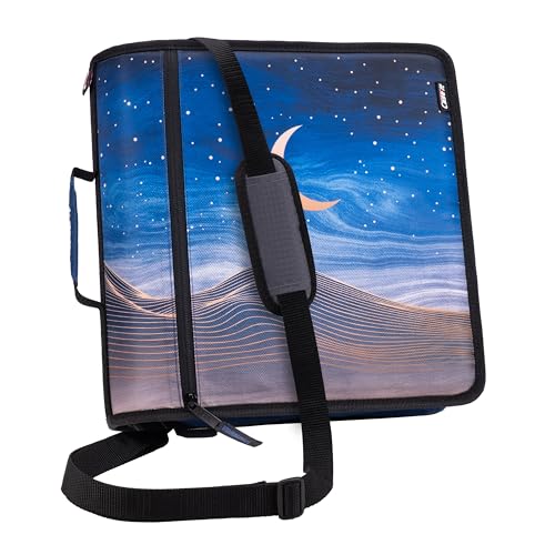 Case-it Mighty Zip Tab School Zipper Binder | 3-Inch O-Rings, 600-Sheet Capacity, 5-Subject Expanding File Folder, Multiple Pockets & Storage Organizer, Shoulder Strap | D-146 Desert Night