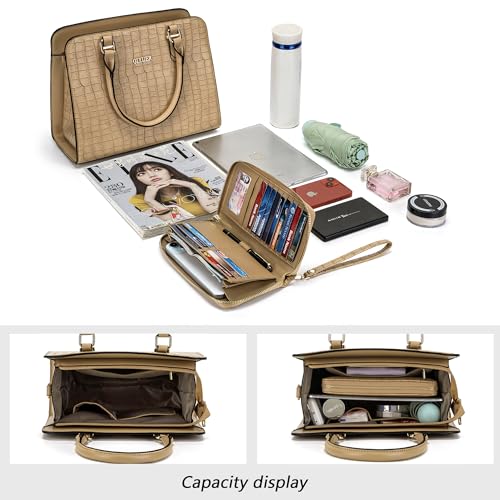 Image of Qiyuer Satchel Purses For Women Handbag And Wallet Set Tote Bag | Premium Vegan Leather,Matching Wallet,RFID Blocking,Work,Casual