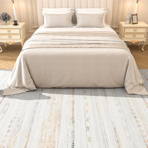 4x6 Area Rugs for Living Room Machine Washable Rug Distressed Indoor Carpet Neutral Moroccan Boho Rug Ultra Soft Area Rug for Bedroom Dining Room Playroom Office, Multi-Color