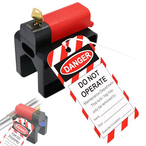 Adjustable Ball Valve Lockout Device - OSHA Compliant Lock for 1/4''-2-1/2'' Valves & Pipes - Weatherproof Outdoor Water Spigot Lock with Red Design for Industrial Faucet/Pipeline Safety