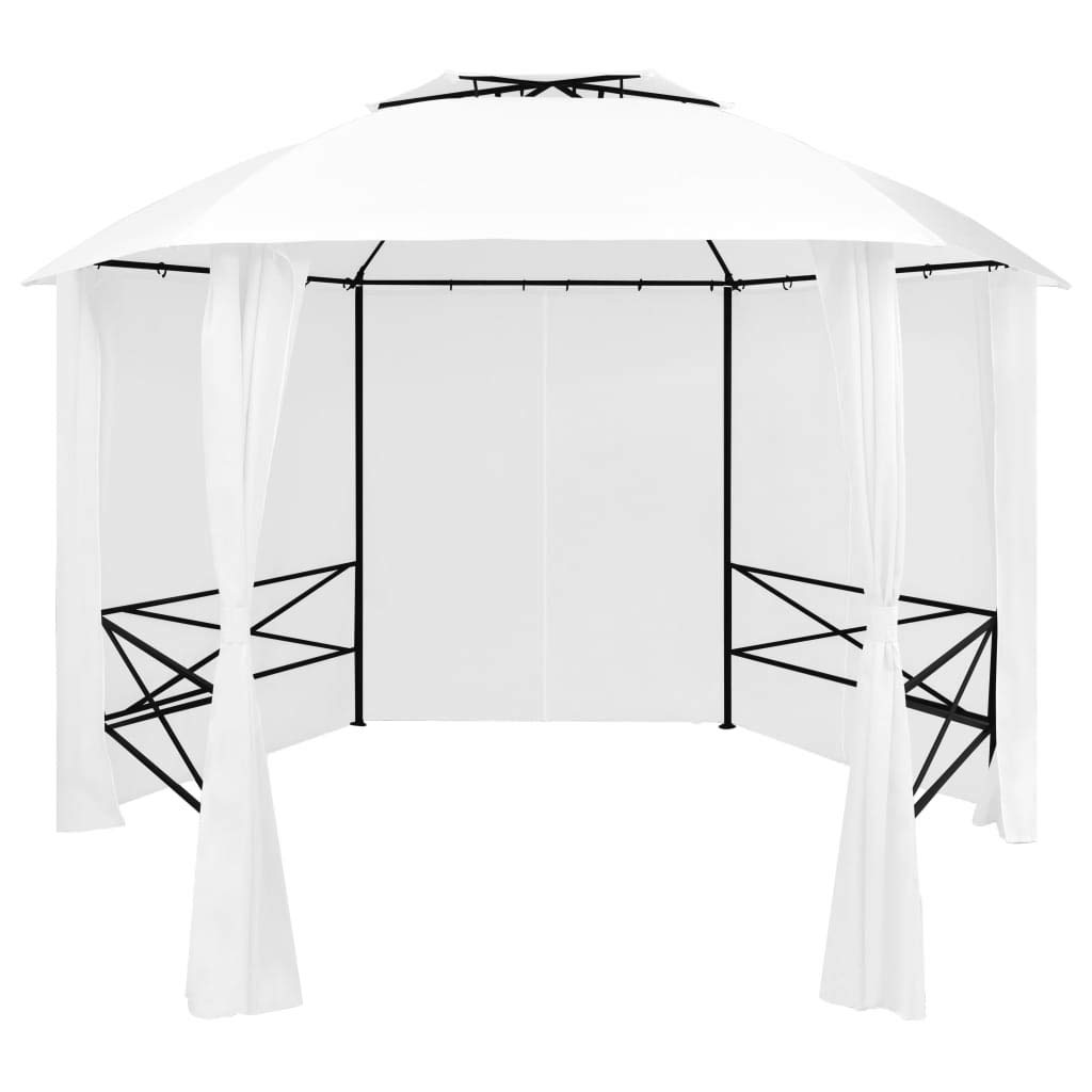vidaXL Chapiteau de Jardin avec Rideaux 360x312x265 cm Blanc 180 g/m²