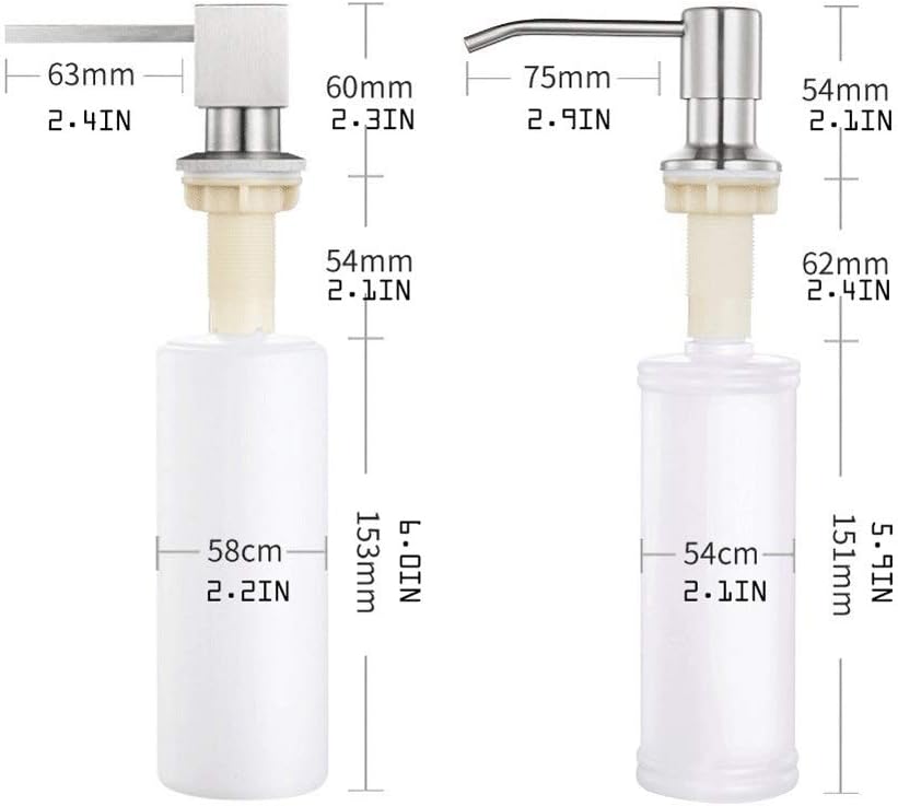 Soap Dispenser for Kitchen Sink Stainless Steel Pump Refillable Container Built in Design soap Pump Soap dispensers，