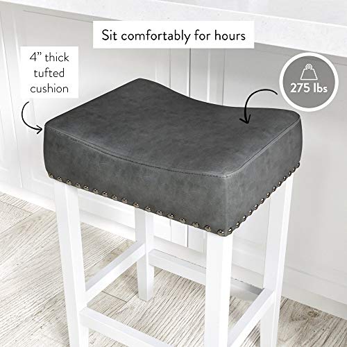 Nathan James Hylie Nailhead Wood Pub-Height Kitchen Counter Bar Stool, 24", Dark Gray/White #TOP4