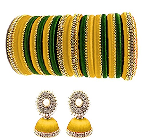 Silk With Stone Bangle Set For (size-2/4)