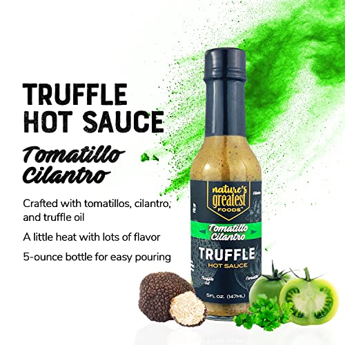 Truffle Hot Sauce – By Nature’s Greatest Foods – Tomatillo Cilantro – Gluten Free, Kosher, Sugar Free – Made From Tomatillos, Cilantro, And Truffle Oil – 5 Oz #TOP1