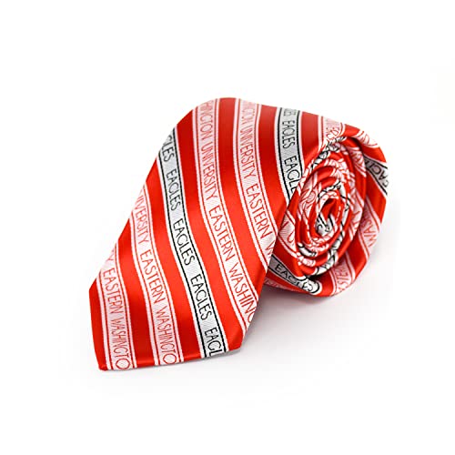 EWU Men's Striped Tie by Fan Frenzy Gifts | Officially Licensed Eastern Washington University Eagles Tie | NCAA Sports Ties for Men | Machine-Washable Neckties Made of Microfiber