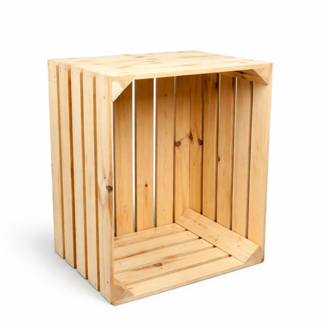 Caja de Madera 50x40x30 cm – Grande para Decoración, Frutas, Vino o Almacenaje – Naturaleza Vintage – Ideal para DIY y Organización del Hoga