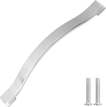 Decoranddecor Floria Bow-Style Polished Chrome Cabinet Handles   Kitchen Cupboard and Wardrobe Pulls for Drawers & Doors, Elegant Silver Furniture Handles - 160mm Hole Center, Polished Chrome