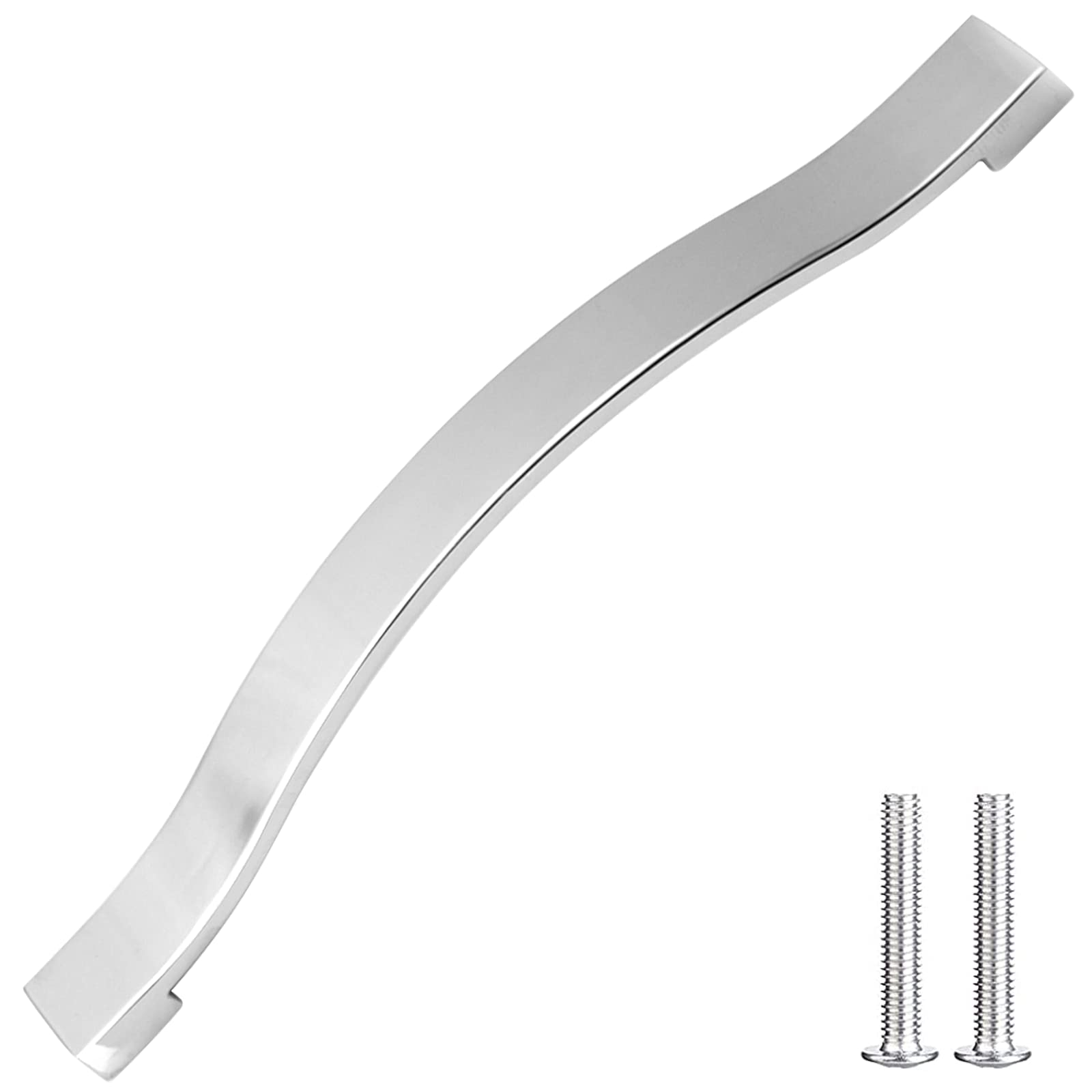Decoranddecor Polished Chrome Floria Bow-Style Cabinet Handles – Kitchen Cupboard And Wardrobe Pulls For Drawers & Doors, Elegant Silver Furniture Handles - 192Mm Hole Center,
