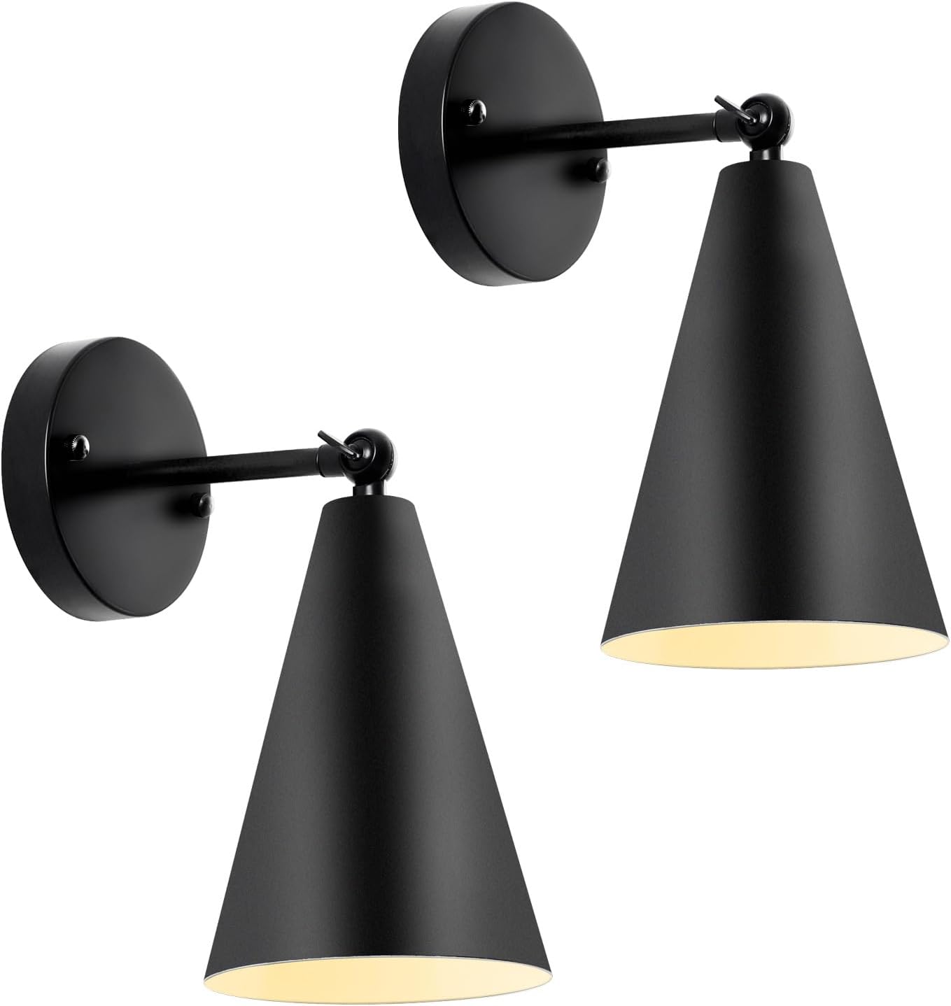 KPWONY Industrial Vintage Wall Sconces 2-Pack - 240° Adjustable Black ...