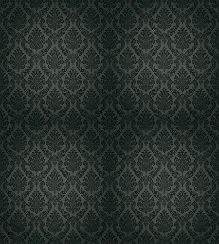 Ambesonne Dark Grey Duvet Cover Set, Damask Motifs Victorian Vintage Revival Design Elements Medieval Baroque, Decorative 3 Piece Bedding Set With 2 Pillow Shams, Queen Size, Black Grey #TOP1