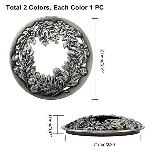Ph Pandahall 2 Pack Candle Topper Leaf Pine Candle Topper Shade Jar Lid Shade Sleeves For Jar Candles - Help Candle Melt Evenly And Look Great, 3.19 In Diameter(Antique Bronze & Antique Silver) #TOP1