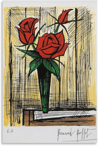 Póster de Bernard Buffet de rosa roja cuadro vintage 40x60cm