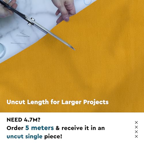 Image of Encasa XO Mercerised Cotton Canvas Fabric, 100x150 cm Wide | Sold by The Metre, Cut to Length | Fabric for Cushions, Sofa Covers, Light Upholstery, Embroidery, Dress Material, Mango