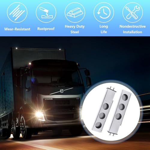 Image of Stainless Steel Mud Flap Hanger Set with 3M Aluminum Reflective Tapes, 2.5 inch Bolt Spring, 2-1 /2 inch Bolt Spacing 30 inch Length Rear Bar with Circle Light Cutouts, Loaded for Semi Trucks