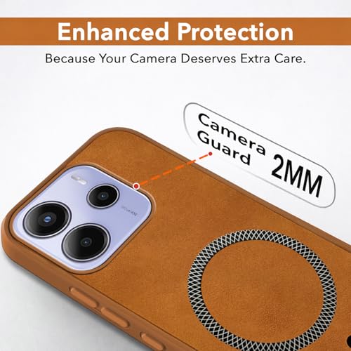Image of Jkobi Leather Finish Back Cover Case for Redmi Note 14 5G | Redmi Note 14 SE (MagSafe Compatible Wireless Charging | Soft Touch | Camera Bump Protection)