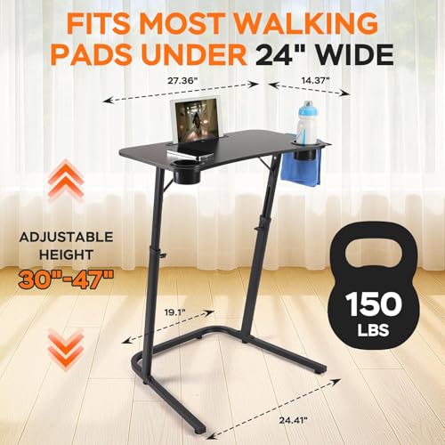 Image of VTORY Adjustable Standing Desk for Walking Pad Treadmill, Desk for Bike /Cycling, Stand Table for Treadmill Walking Pad, Bike /Walking Pad /Treadmill Trainer Desk Stand, Attachment, Bar for Walking Pad