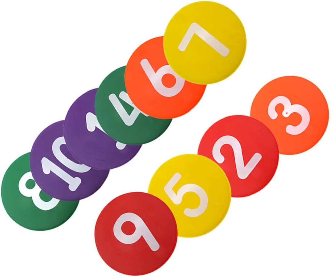 Hemoton 10pcs Soccer Training Marking Discs Ground Sign Discs for Football Drills Sports Training Equipment Random Colors Numbers