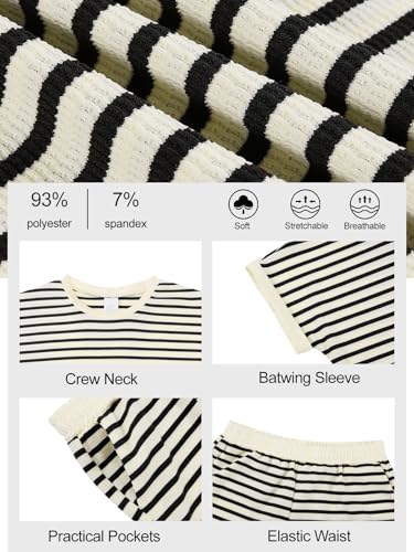 Image of Girls Summer Outftis 2-Piece, 5-14 Years, Kids Striped T-Shirt and Shorts Set