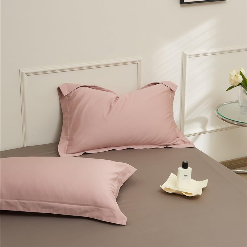 Taie d'oreiller en coton à longues fibres lot de 2 rose d'exception