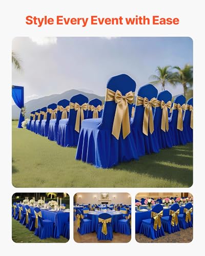 Image of VEVOR Chair Covers, Polyester Spandex Chair Cover, Stretch Slipcovers for Wedding Party Dining Banquet Flat-Front Chair Covers (Royal Blue-d, 30PCS)