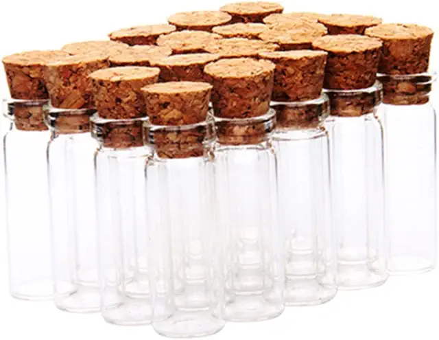 Mini Bottiglia Desideri in Vetro con Tappo Sughero - 24 Pezzi per Terrario e Bomboniera